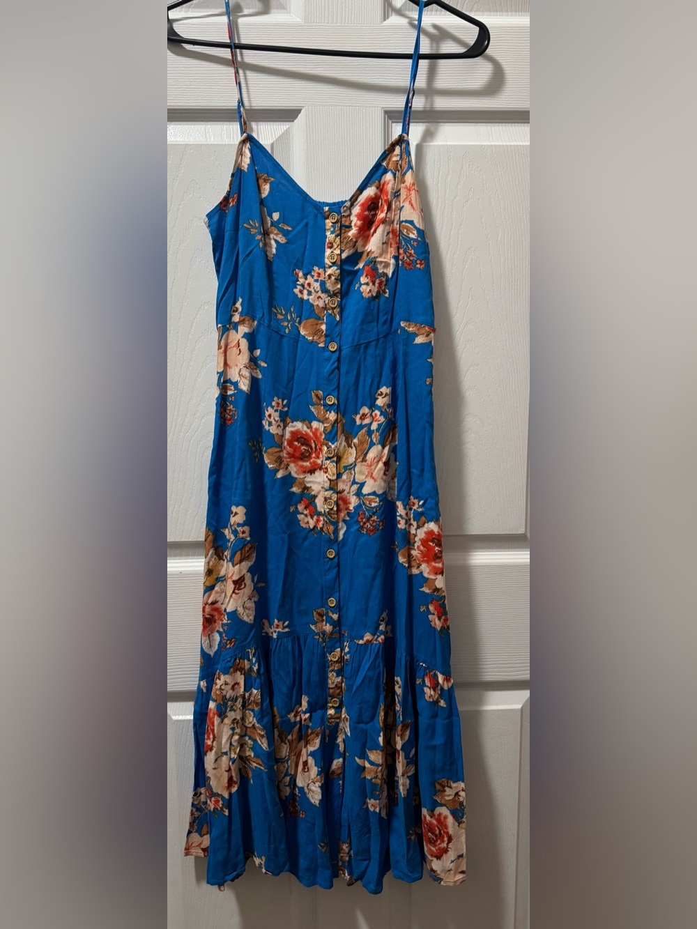 Mimi Chica Blue Floral Button-Front Maxi Dress